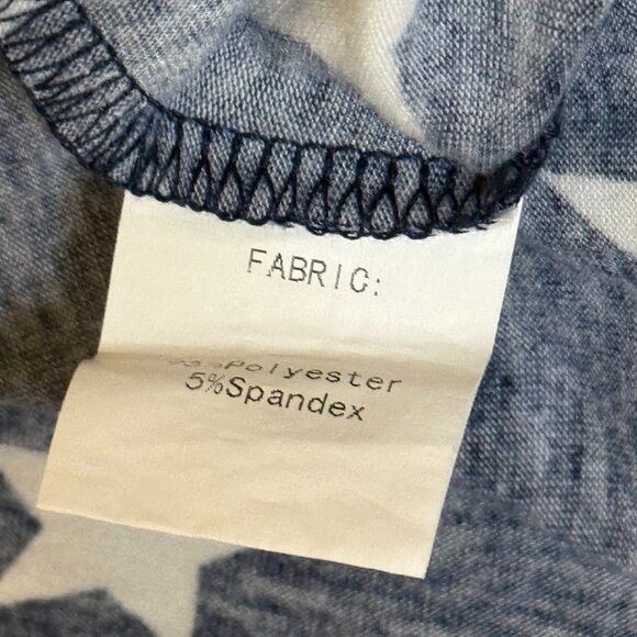 Womens Plus Size Navy and White Star Print Long Sleeve V-Neck Top - Picture 10 of 10